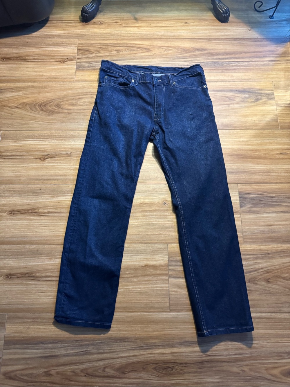 M Taylor brand designed in San Francisco Men's Straight Jeans in Dark Blue Denim